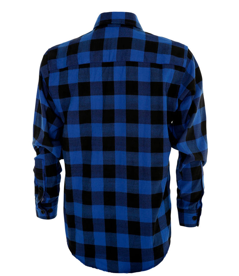 Mens Blue & Black Flannel Shirt -with Protection Insert Patches
