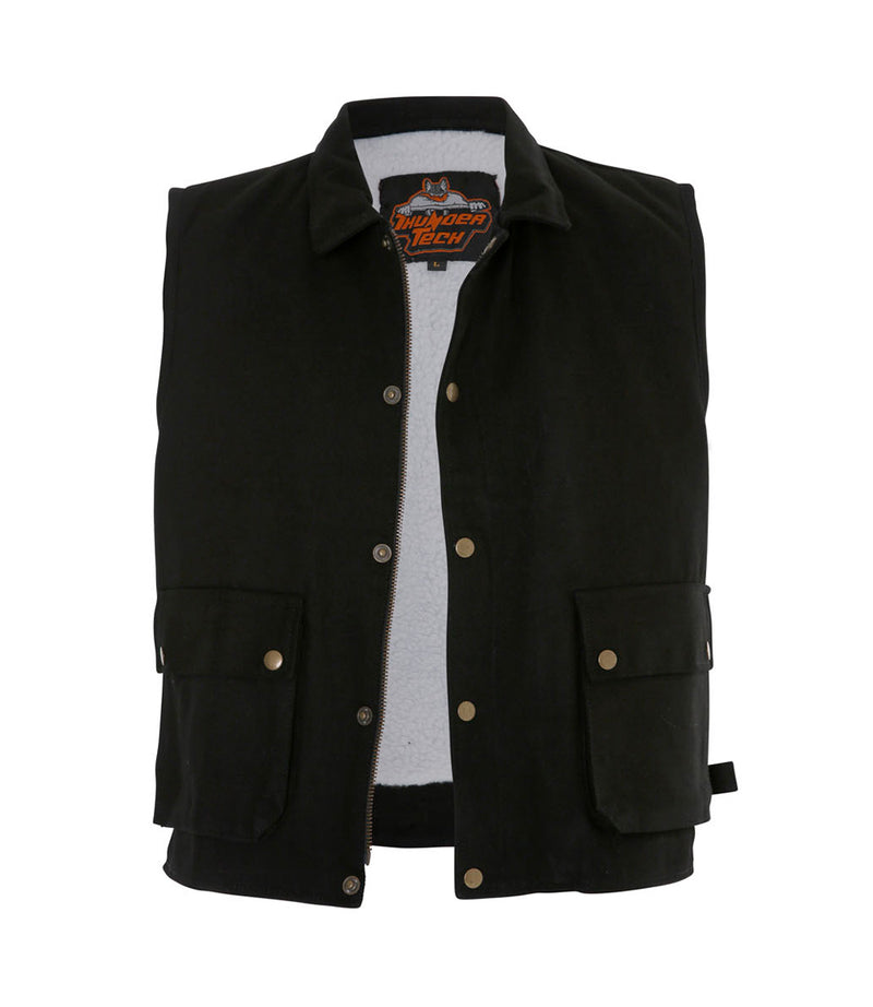 Black Denim Wool Lined Vest