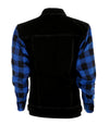 Black Denim Jacket with Blue & Black Flannel Arms with Full Protection Lining