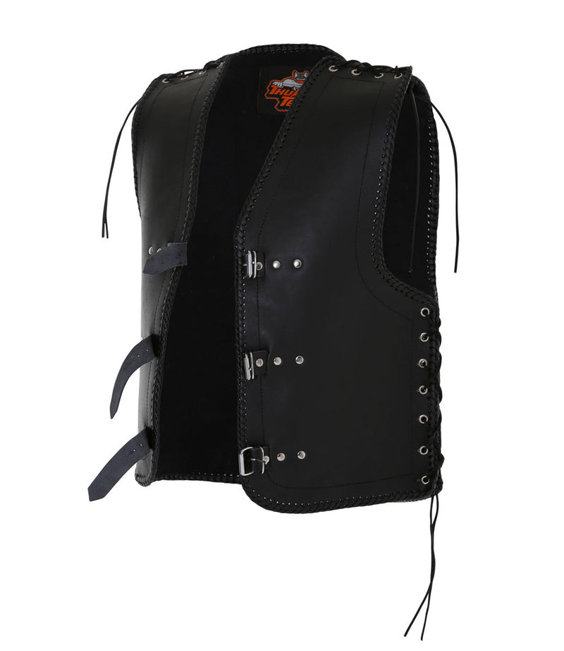 Heavy Duty Leather Vest Black Trim – Thunder Clothing