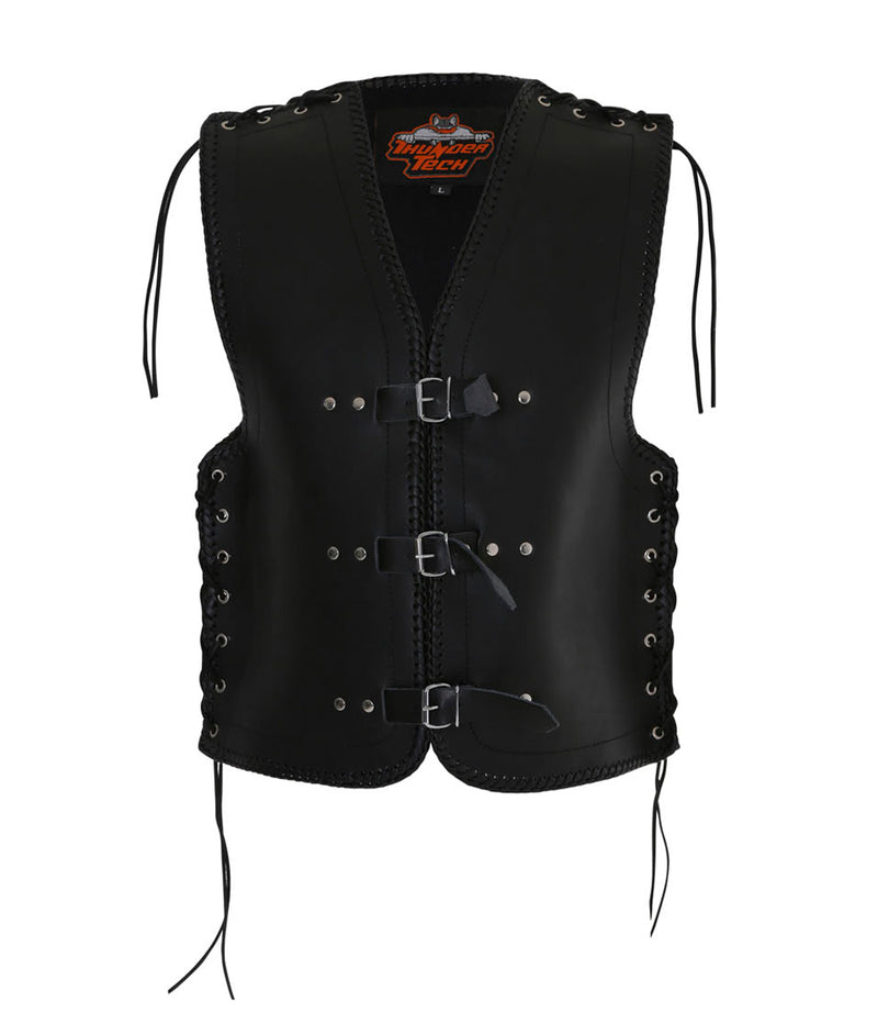 Heavy Duty Leather Vest Black Trim