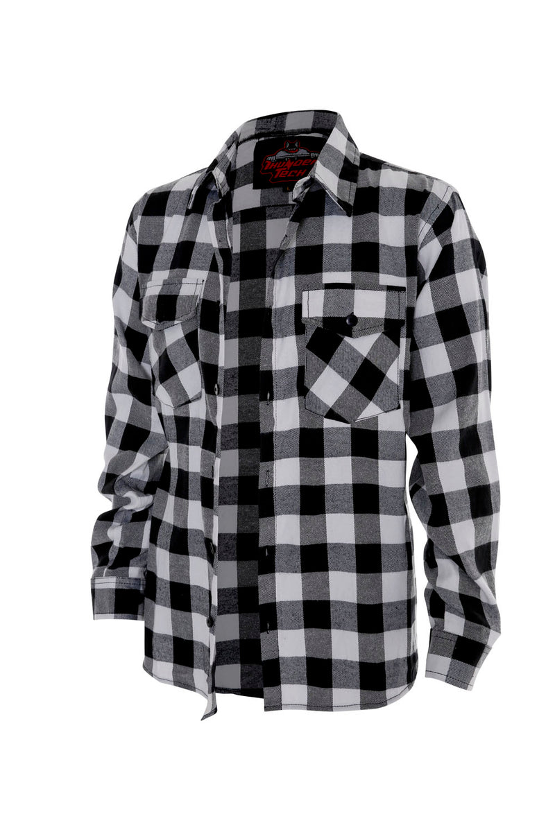 Mens White and Black Flannel Shirt
