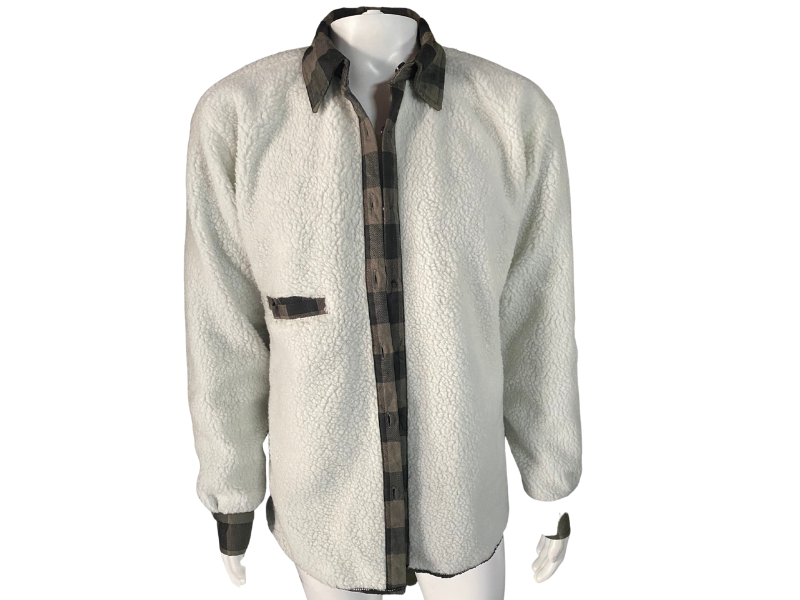Dark Grey & Black Flannel Shirt with Wool Lining & Detachable Hood